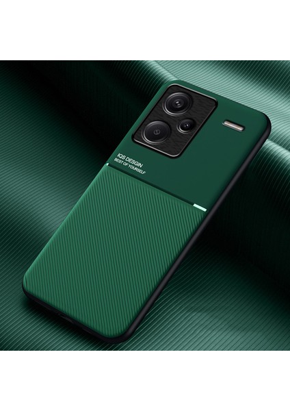 Xiaomi Redmi Için Note 13 Pro+5g Pu+Tpu+Pc Manyetik Tutucu Metal Yeşil (Yurt Dışından)