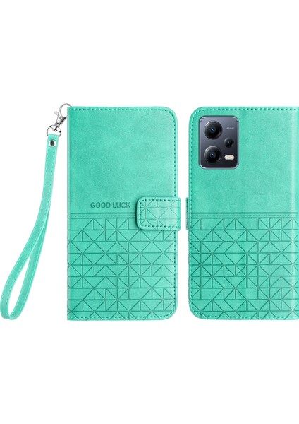 Xiaomi Redmi Için Mikrofiber Deri Kılıf Not 12 Pro 5g/12 Pro Speed ​​5g/poco X5 Pro 5g Baskılı Stand Cüzdan Telefon Kapak Yeşil (Yurt Dışından)