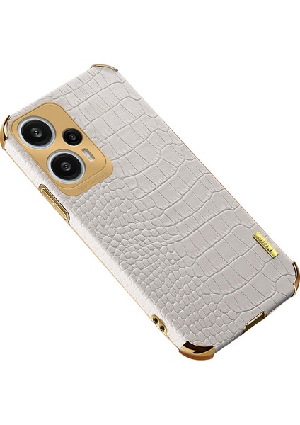 Xiaomi Redmi Için Telefon Kabuğu Not 12 Turbo/poco F5 5g Case Timsah Doku Deri+Tpu Kapak-Beyaz (Yurt Dışından)