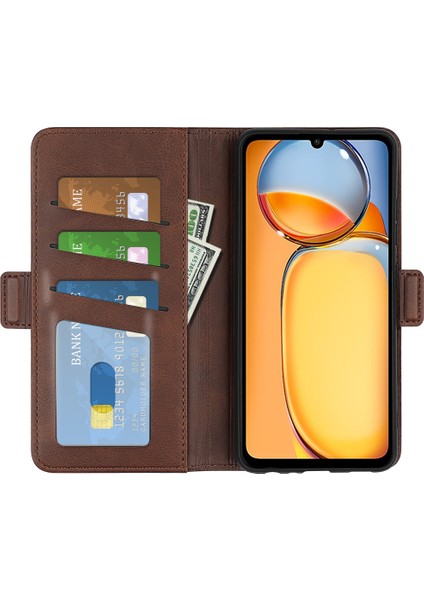 Xiaomi Redmi Için 13C 4g/poco C65 4g Kasa Manyetik Buzağı Doku Cüzdan Stand Telefon Kapak-Kahverengi (Yurt Dışından) fiyatları