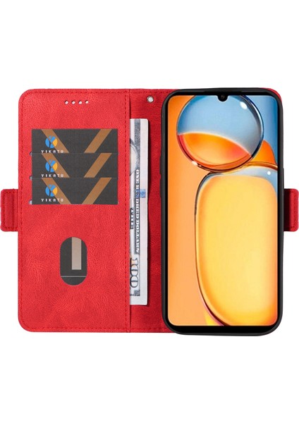 Xiaomi Redmi Için 13C 4g/poco C65 4g Kasa Baskılı Telefon Deri Cüzdan Koruyucu Kapak-Kırmızı (Yurt Dışından) fiyatları