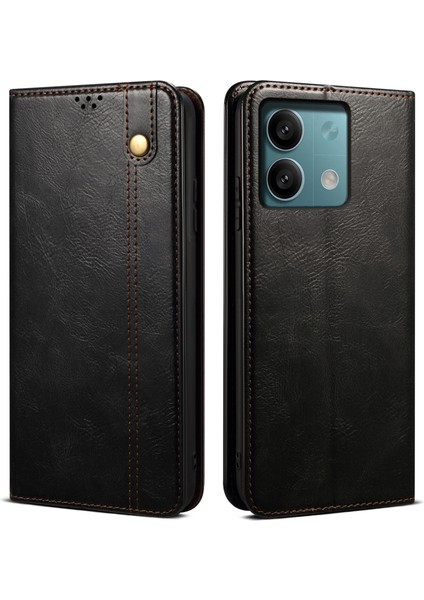 Xiaomi Redmi Için Note 13 Pro 5g Case Pu Pu Deri Anti-Drop Stand Telefon Koruyucu-Black (Yurt Dışından)