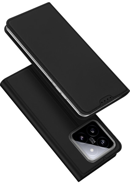 Xiaomi 14 Pro Case Deri Telefon Kapağı Kart Yuvası Black (Yurt Dışından)