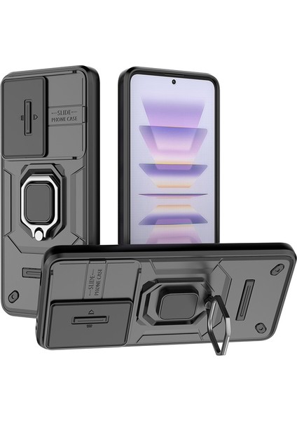 Xiaomi Poco F5 Pro 5g/redmi K60 5G/K60 Pro 5g Case Pc+Tpu Ring Kickstand Telefon Kapak Black (Yurt Dışından)