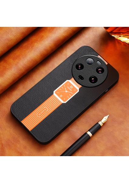 Xiaomi 13 Ultra Case Pu Deri+Tpu+Akrilik Cep Telefonu Geri Kapak-Orange (Yurt Dışından)