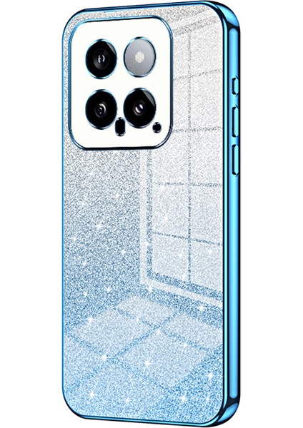 Xiaomi Için Arka Koruyucu Kapak 14 Kesin Kesim Gradyan Glitter Tpu Cep Telefonu Kılıf Mavisi (Yurt Dışından)