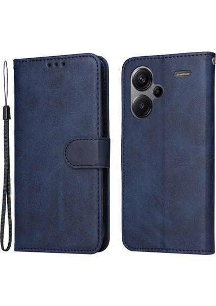 Xiaomi Redmi Için Note 13 Pro+ 5g Deri Kılıf Stand Kapak Kart Tutucu Kayış Mavisi (Yurt Dışından)