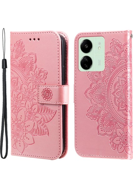Xiaomi Redmi 13C 4g/poco C65 4g Case Anti-Cratch Pu Deri Deri Cüzdan Telefon Kapak Pembe (Yurt Dışından)