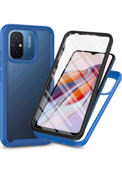 Xiaomi Redmi 12C 4g Için Telefon Kapağı, 3-1 Arada Pc+Pet Screen Koruyucu-Dark Blue ile Koruyucu Kılıf (Yurt Dışından)