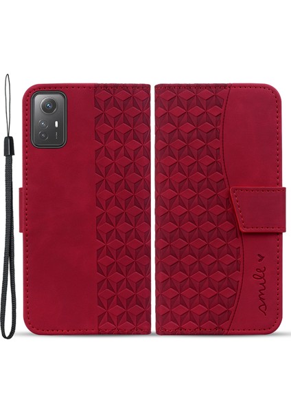 Xiaomi Için Redmi Note 12S 4g Kılıfı Pu Baskılı Pu Deri Düşüş Proof Telefon Kapak Kırmızısı (Yurt Dışından)