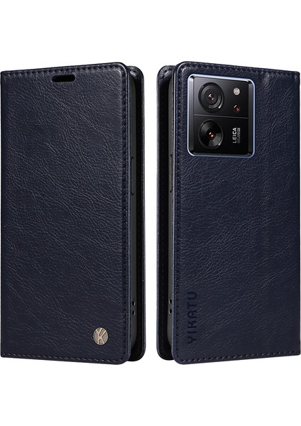 Xiaomi 13T/13T Pro/redmi K60 Ultra Kılıf Pu Deri Litchi Doku Doku Cüzdan Kapak Navy Mavi (Yurt Dışından)