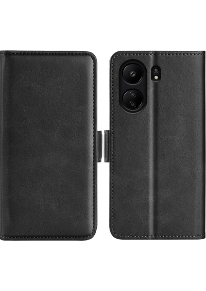 Xiaomi Redmi Için 13C 4g/poco C65 4g Kasası Magnetıc Balf Doku Cüzdan Stand Telefon Kapağı Black (Yurt Dışından)