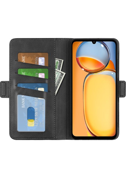 Xiaomi Redmi Için 13C 4g/poco C65 4g Kasası Magnetıc Balf Doku Cüzdan Stand Telefon Kapağı Black (Yurt Dışından) fiyatları