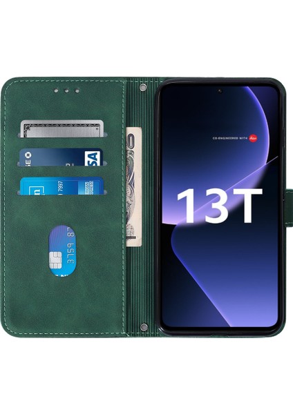 Xiaomi 13T/13T Pro/redmi K60 Ultra Case Pu Deri Cüzdan Telefon Kapağı Kayış-Blackish Green (Yurt Dışından) fiyatları