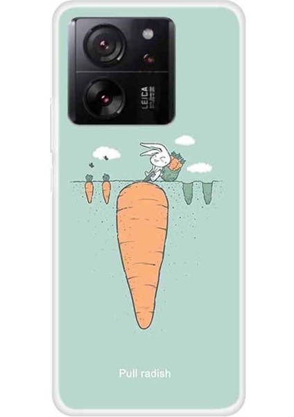 Xiaomi Için Redmi K60 ULTRA/13T/13T Pro Vaka Desen Baskı Yumuşak Tpu Telefon Koruyucu Kapak Radish ve Tavşan (Yurt Dışından)