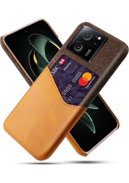 Xiaomi Için Redmi K60 ULTRA/13T/13T Pro Cep Telefonu Kapağı Slim Fit Bezi+Pu+Pc Kart Yuvası-Orange ile Kılıf (Yurt Dışından)