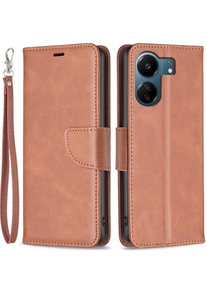 Xiaomi Redmi Için 13C 4g/poco C65 4g Case Coplepon Callet Sap-Brown ile Pu Deri Kapak (Yurt Dışından)