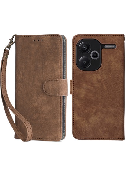 Xiaomi Için Redmi Note 13 Pro+ Cüzdan Telefon Kılıfı Rfıd Blowantıctıon Pu Deri Deri Flip Telefon Kapağı Kayış-Brown (Yurt Dışından)