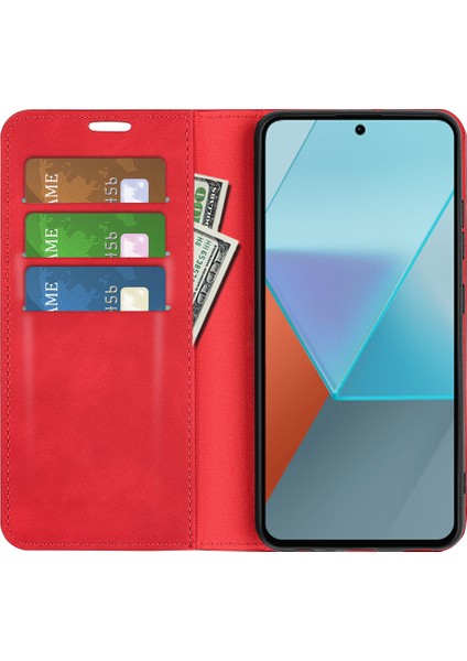 Xiaomi Redmi Için Note 13 Pro 5g Kasa Flip Pu Deri Deri Touch Telefon Kapak-Kırmızısı (Yurt Dışından) fiyatları