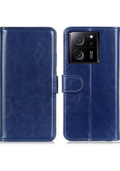 Xiaomi Için Redmi K60 ULTRA/13T/13T Pro Case Cüzdan Çılgın At Dokusu Şok Geçirmez Stand Deri Telefon Kapak Mavisi (Yurt Dışından)