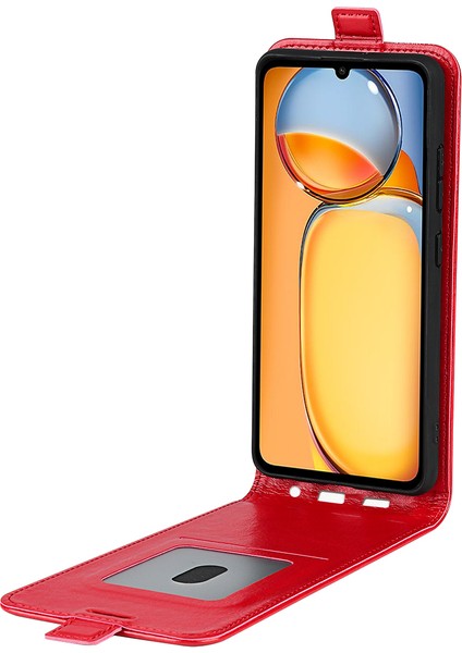 Xiaomi Redmi Için Dikey Flip Case 13C 4g/poco C65 4g Kabuk Çılgın At Doku Deri Telefon Kapak-Kırmızı (Yurt Dışından) fiyatları