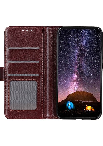 Xiaomi Redmi Için 13C 4g/poco C65 4g Case Anti-Sracratch Çılgın At Dokusu Stand Telefon Kapak-Kahverengi (Yurt Dışından) fiyatları