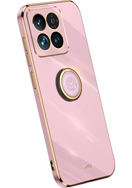 Xiaomi 14 Pro Vaka Elektrokaplanmış Tpu Ring Kickstand Telefon Kapak-Morası (Yurt Dışından)