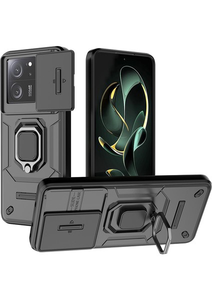 Xiaomi Redmi K60 ULTRA/13T/13T Pro Back Cover Slayt Lens Kapağı Pc+Tpu Kickstand Telefon Kılıfı Black (Yurt Dışından)