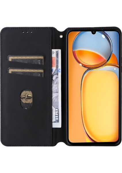 Xiaomi Için Poco C65 4g/redmi 13C Cep Telefon Kılıfları Deri Cüzdan Baskılı Flip Cover-Brown (Yurt Dışından)