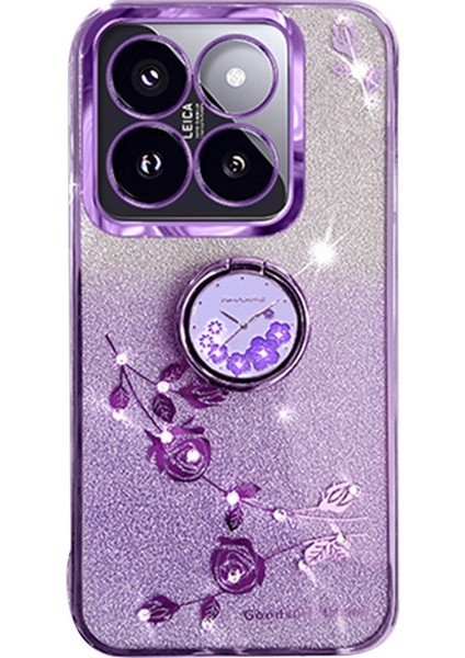 Xiaomi 14 Pro Cover ile Ring Kickstand Glitter Tpu Telefon Kabuk-Doğru (Yurt Dışından)