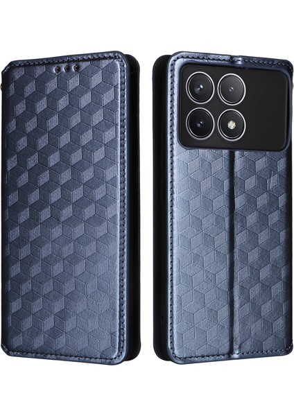 Xiaomi Redmi K70 5G/K70 Pro 5g Deri Kılıf Desenli Desen Flip Cüzdan Kapak Mavisi (Yurt Dışından)