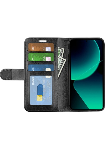 Xiaomi 13T/13T Pro/redmi K60 Ultra Pu Deri Cep Telefonu Kapağı Çılgın At Dokusu Görüntüleme Stand Cüzdan Case-Black (Yurt Dışından) fiyatları