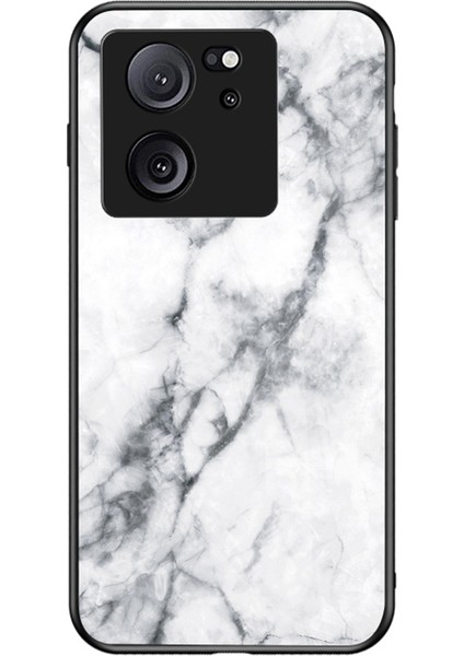 Xiaomi 13T/13T Pro/redmi K60 Ultra Kapak Mermer Desen Pc+Tpu+Temperli Cam Cep Telefonu Kabuk-Beyaz Mermer (Yurt Dışından)