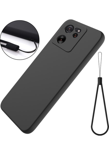 Xiaomi 13T PRO/13T/REDMI K60 Ultra Kılıf Yumuşak Astar Sıvı Silikon Telefon Kapak Kabuğu Strap-Black (Yurt Dışından)