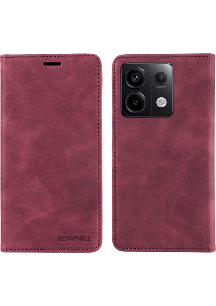 Xiaomi Redmi Için Note 13 Pro 5g Kılıf Rfıd Bloke Deri Kapak Kart Tutucu-Kırmızı (Yurt Dışından)