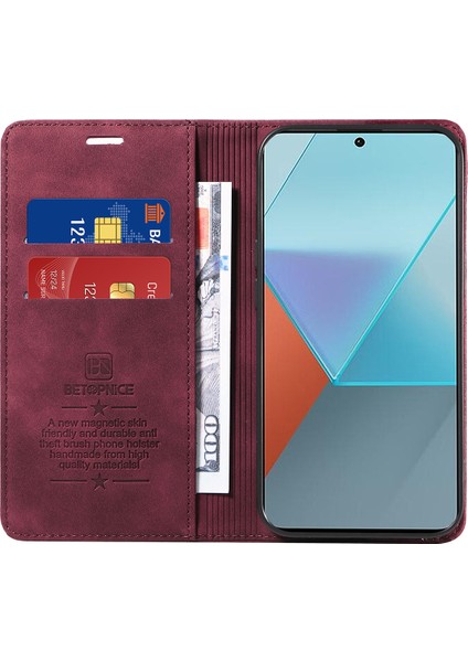 Xiaomi Redmi Için Note 13 Pro 5g Kılıf Rfıd Bloke Deri Kapak Kart Tutucu-Kırmızı (Yurt Dışından) fiyatları