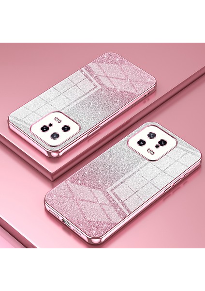 4U Sky Xiaomi Için 13 Kapak Yumuşak Tpu Kesin Kesim Gradyan Glitter Tasarım Cep Telefonu Vaka-Pembe (Yurt Dışından)