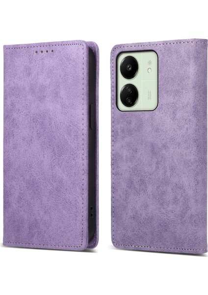 Xiaomi Redmi Için 13C 4g/poco C65 4g Cep Telefon Kılıfı Rfıd Engelleme Pu Deri Anti-Drop Kapak-Mor (Yurt Dışından)