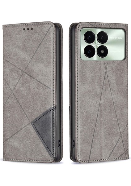 Xiaomi Redmi Için K70E 5g Kart Tutucu Pu Deri Stand Kapağı Koruyucu Grey (Yurt Dışından)