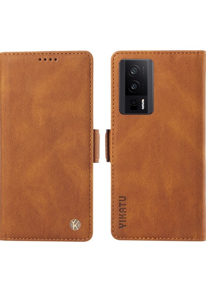 Xiaomi Redmi K60 5G/K60 Pro 5g/poco F5 Pro 5g, Cilt Touch Cüzdan Standı Telefon Kapak-Kahverengi Için Pu Deri Kılıf (Yurt Dışından)