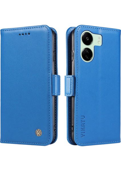 Xiaomi Redmi Için 13C 4g/poco C65 4g Case Pu Deri Stand Telefon Kapak Sky Mavi (Yurt Dışından)