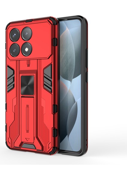 Xiaomi Redmi K70 5G/K70 Pro 5g Case Kickstand Hibrid Hard Pc Yumuşak Tpu Telefon Kapak-Kırmızı (Yurt Dışından)