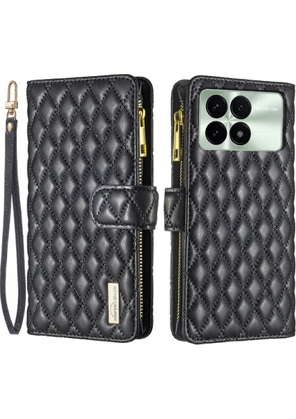 Xiaomi Redmi Için K70E 5g Case Zipper Cüzdan Stand Kapağı Strap-Black (Yurt Dışından)