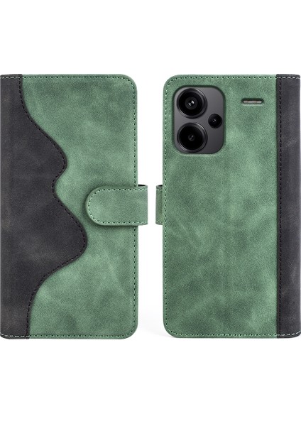 Xiaomi Redmi Için Note 13 Pro+ 5g Case Folio Fol Flip Deri Deri Cüzdan Telefon Kapak Yeşil (Yurt Dışından)