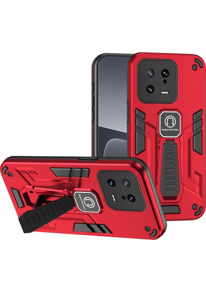 Xiaomi Için 13 Telefon Kasası Manyetik Araba Montajı ile Geri Kapak Kırmızısı (Yurt Dışından)