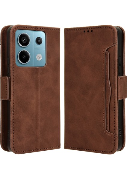 Xiaomi Redmi Için Note 13 Pro 5g Pu Deri Kılıf Telefon Kapağı Cüzdan Stand-Brown (Yurt Dışından)