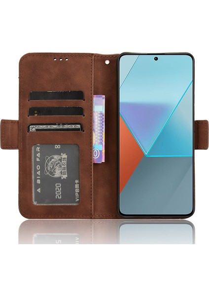 Xiaomi Redmi Için Note 13 Pro 5g Pu Deri Kılıf Telefon Kapağı Cüzdan Stand-Brown (Yurt Dışından)