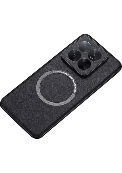 Xiaomi 14 Pro Case Pu Deri+Tpu Manyetik Telefon Kapağı Magsafe-Black ile Uyumlu (Yurt Dışından)