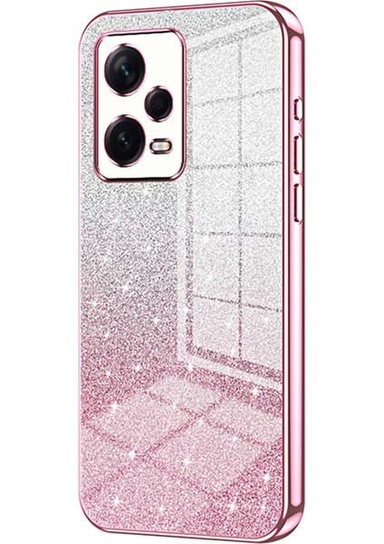 Xiaomi Redmi Için Arka Kabuk Not 12 Pro+ 5g Hassas Kesme Gradyan Glitter Tpu Cep Telefonu Kılıf Pembe (Yurt Dışından)