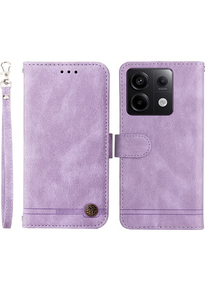 Xiaomi Redmi Için Note 13 Pro 5g Deri Kılıf Kayış Telefon Cüzdan Standı Kapak Morası (Yurt Dışından)